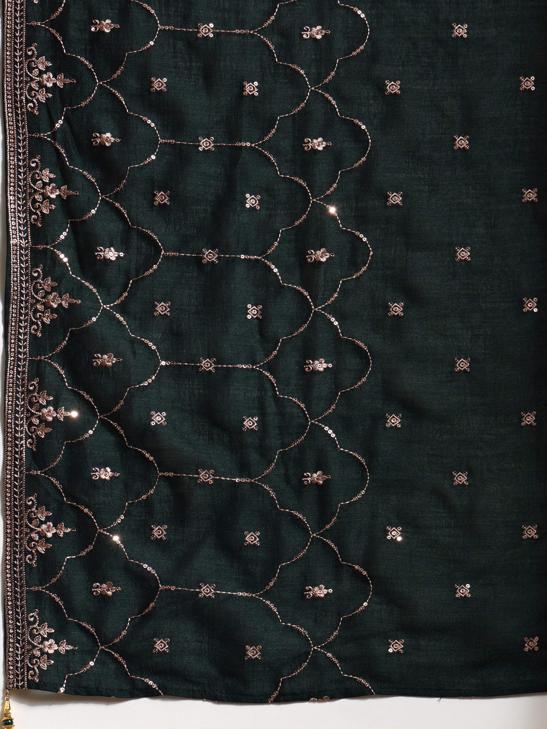 Sequined Embroidered Kurta With Pant & Embroidered Dupatta, Green - Hiral Fashion - Distacart