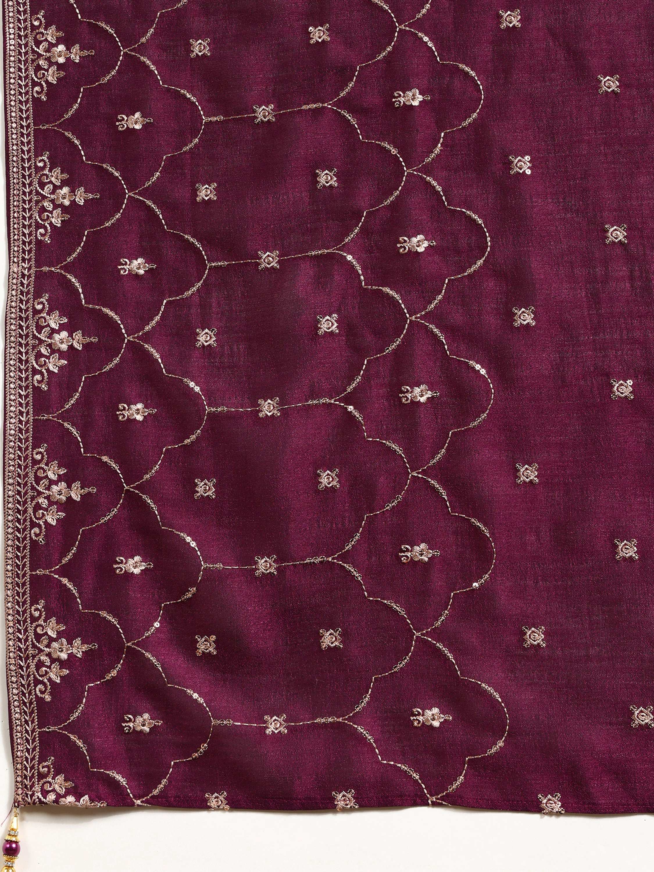 Sequined Embroidered Kurta With Pant & Embroidered Dupatta, Purple - Hiral Fashion - Distacart