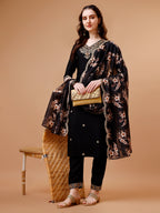 Embroidered Kurta With Pant & Floral Printed Cut Embroidered Work Dupatta Premium, Multicolor - Hiral Fashion - Distacart