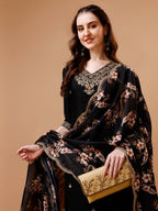 Embroidered Kurta With Pant & Floral Printed Cut Embroidered Work Dupatta Premium, Multicolor - Hiral Fashion - Distacart
