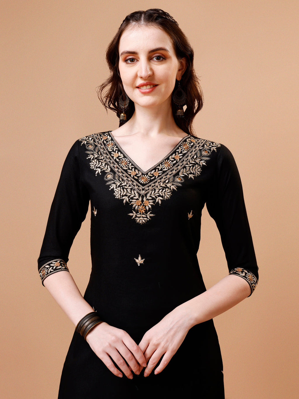 Embroidered Kurta With Pant & Floral Printed Cut Embroidered Work Dupatta Premium, Multicolor - Hiral Fashion - Distacart