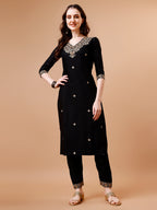Embroidered Kurta With Pant & Floral Printed Cut Embroidered Work Dupatta Premium, Multicolor - Hiral Fashion - Distacart