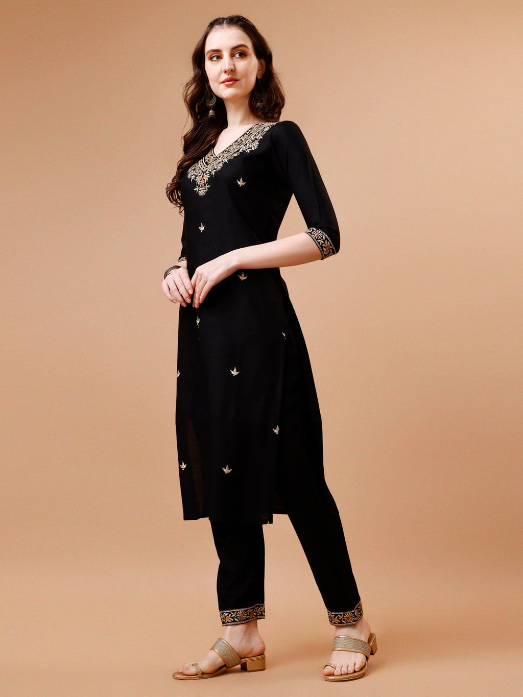 Embroidered Kurta With Pant & Floral Printed Cut Embroidered Work Dupatta Premium, Multicolor - Hiral Fashion - Distacart