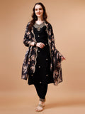 Embroidered Kurta With Pant & Floral Printed Cut Embroidered Work Dupatta Premium, Multicolor - Hiral Fashion - Distacart