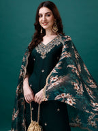 Embroidered Kurta With Pant & Embroidered & Printed Dupatta, Multicolor - Hiral Fashion - Distacart