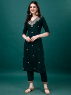 Embroidered Kurta With Pant & Embroidered & Printed Dupatta, Multicolor - Hiral Fashion - Distacart