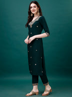 Embroidered Kurta With Pant & Embroidered & Printed Dupatta, Multicolor - Hiral Fashion - Distacart