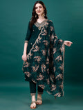 Embroidered Kurta With Pant & Embroidered & Printed Dupatta, Multicolor - Hiral Fashion - Distacart