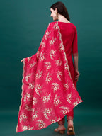 Embroidered Kurta With Pant & Embroidered & Printed Dupatta, Multicolor - Hiral Fashion - Distacart