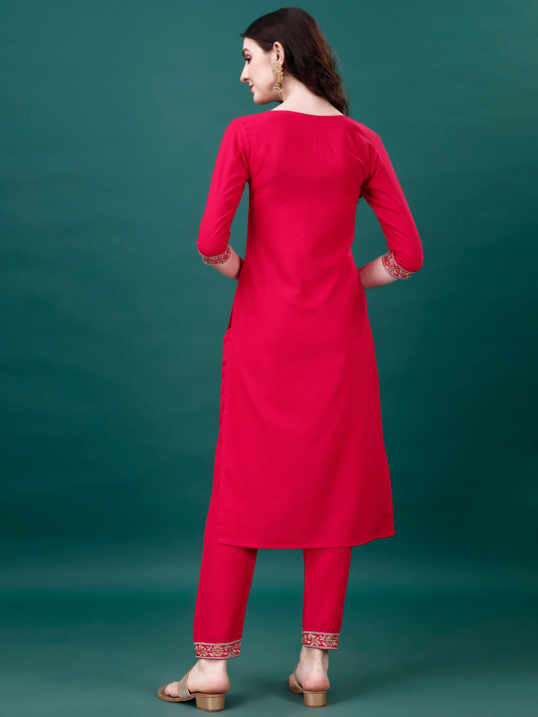 Embroidered Kurta With Pant & Embroidered & Printed Dupatta, Multicolor - Hiral Fashion - Distacart
