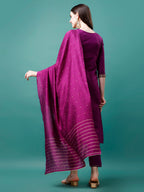 Embroidered Kurta With Pant & Chanderi Dupatta, Multicolor - Hiral Fashion - Distacart