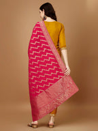 Embroidered Kurta With Pant & Banarasi Jacquard Dupatta, Multicolor - Hiral Fashion - Distacart