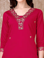 Embroidered Kurta With Pant & Embroidered Dupatta, Pink - Hiral Fashion - Distacart