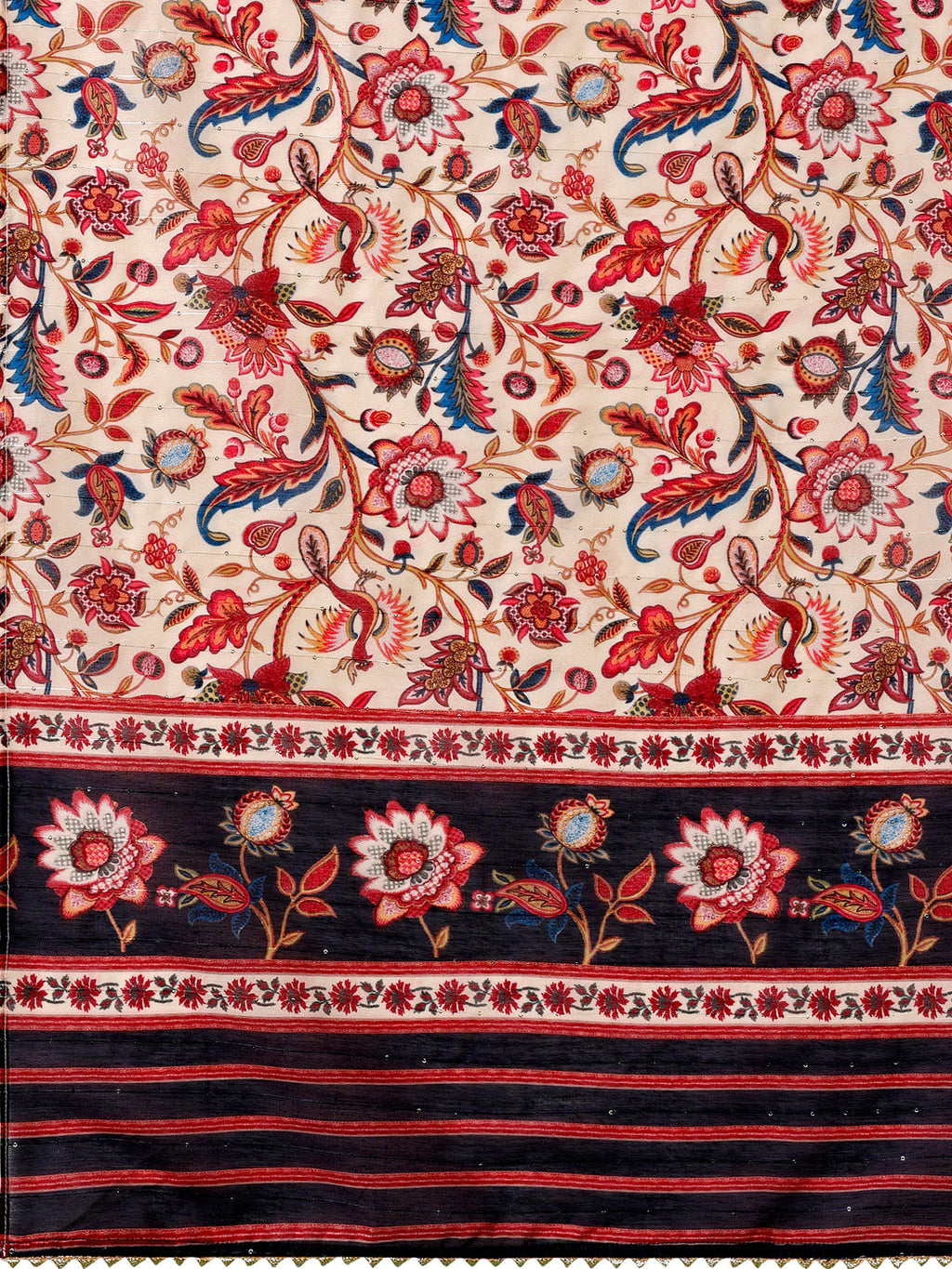 Hand Embroidered Kurta With Pant & Printed Dupatta, Multicolor - Hiral Fashion - Distacart