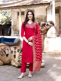 Hand Embroidered Kurta With Pant & Banarasi Dupatta Luxury, Multicolor - Hiral Fashion - Distacart