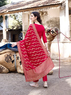 Hand Embroidered Kurta With Pant & Banarasi Dupatta Luxury, Multicolor - Hiral Fashion - Distacart