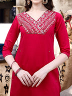 Hand Embroidered Kurta With Pant & Banarasi Dupatta Luxury, Multicolor - Hiral Fashion - Distacart