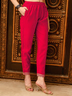 Embroidered Kurta With Pant & Chanderi Dupatta, Multicolor - Hiral Fashion - Distacart