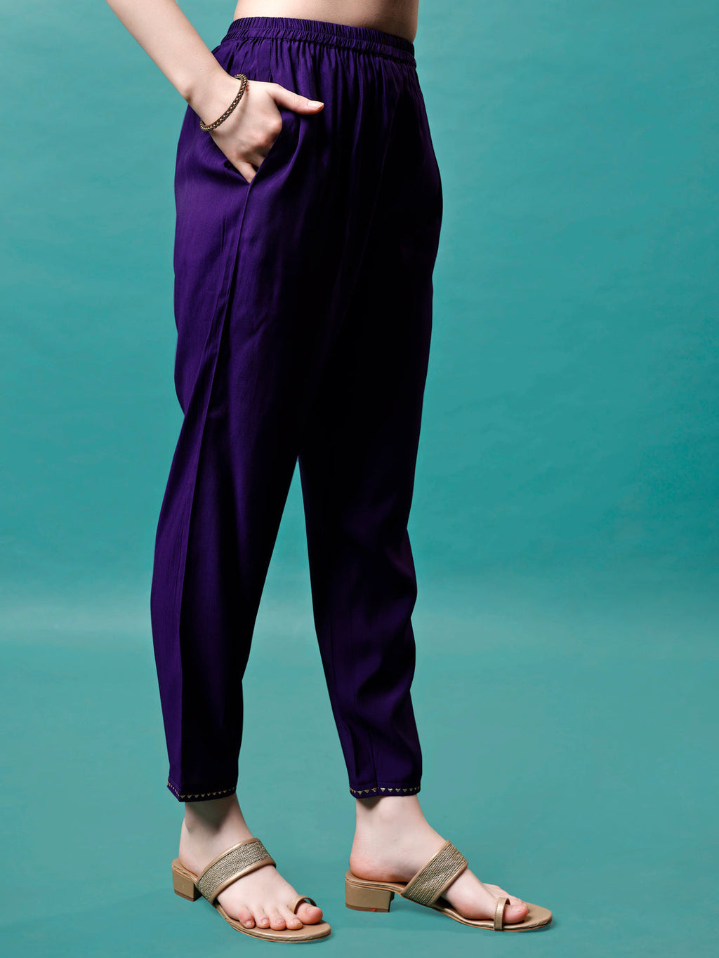 Embroidered Kurta With Pant & Sequined Dupatta, Multicolor - Hiral Fashion - Distacart