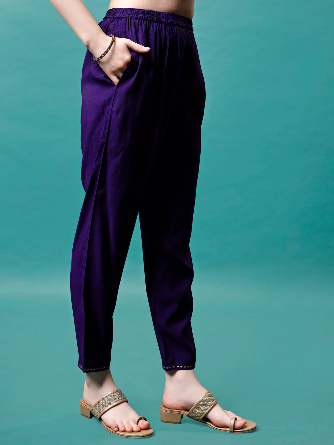 Embroidered Kurta With Pant & Sequined Dupatta, Multicolor - Hiral Fashion - Distacart