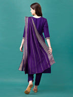 Embroidered Kurta With Pant & Sequined Dupatta, Multicolor - Hiral Fashion - Distacart