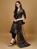 Hand Embroidered & Printed Kurta With Pant & Dupatta, Multicolor - Hiral Fashion - Distacart