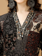 Hand Embroidered & Printed Kurta With Pant & Dupatta, Multicolor - Hiral Fashion - Distacart