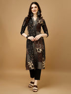 Hand Embroidered & Printed Kurta With Pant & Dupatta, Multicolor - Hiral Fashion - Distacart