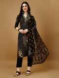 Hand Embroidered & Printed Kurta With Pant & Dupatta, Multicolor - Hiral Fashion - Distacart