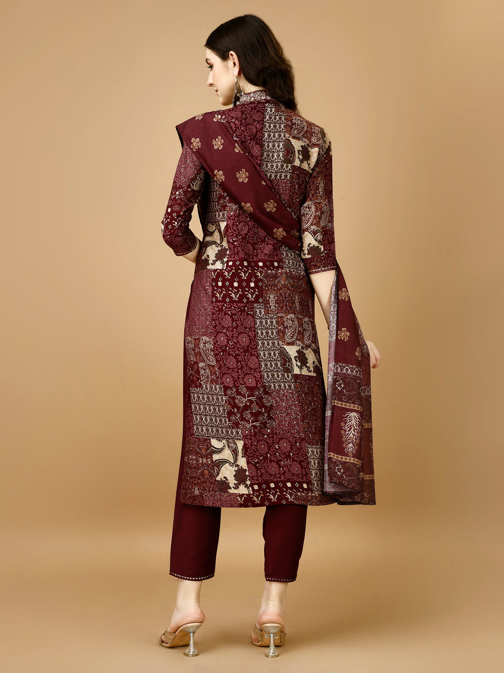 Hand Embroidered & Printed Kurta With Pant & Dupatta, Multicolor - Hiral Fashion - Distacart