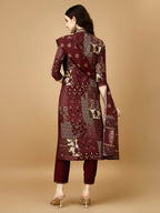 Hand Embroidered & Printed Kurta With Pant & Dupatta, Multicolor - Hiral Fashion - Distacart