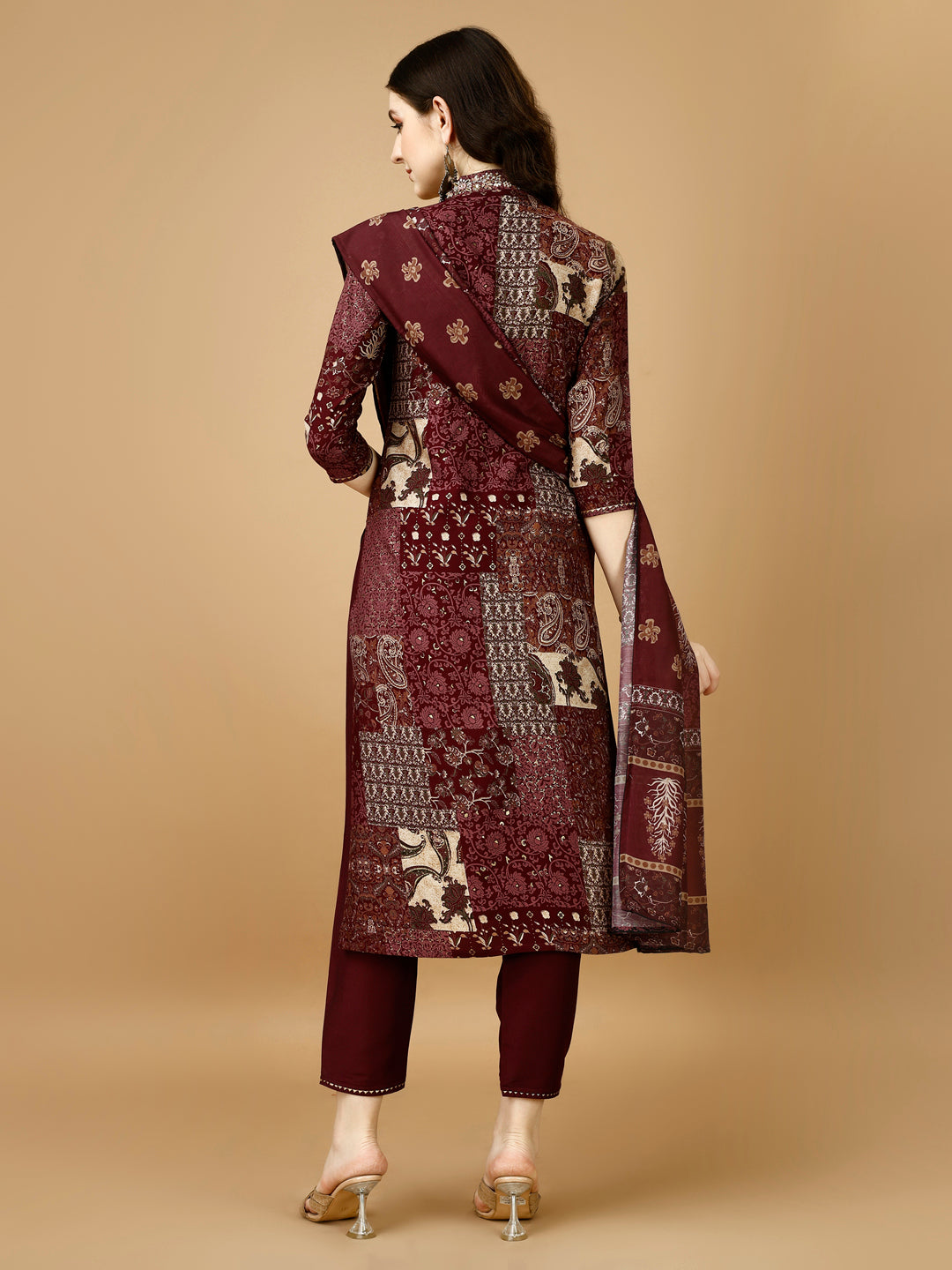 Hand Embroidered & Printed Kurta With Pant & Dupatta, Multicolor - Hiral Fashion - Distacart