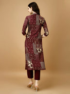 Hand Embroidered & Printed Kurta With Pant & Dupatta, Multicolor - Hiral Fashion - Distacart