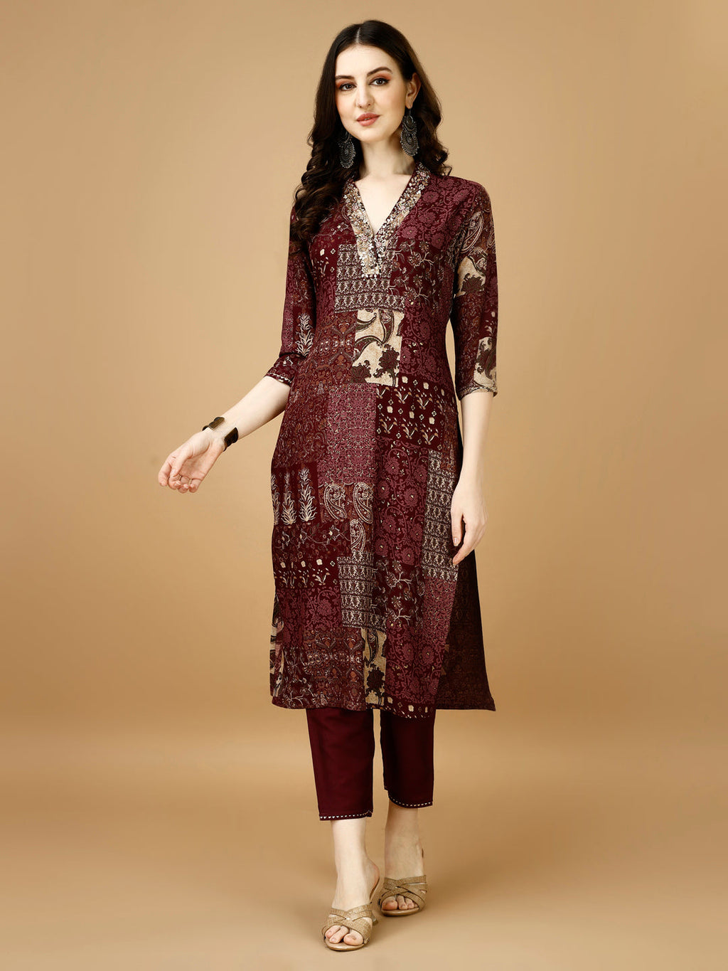 Hand Embroidered & Printed Kurta With Pant & Dupatta, Multicolor - Hiral Fashion - Distacart