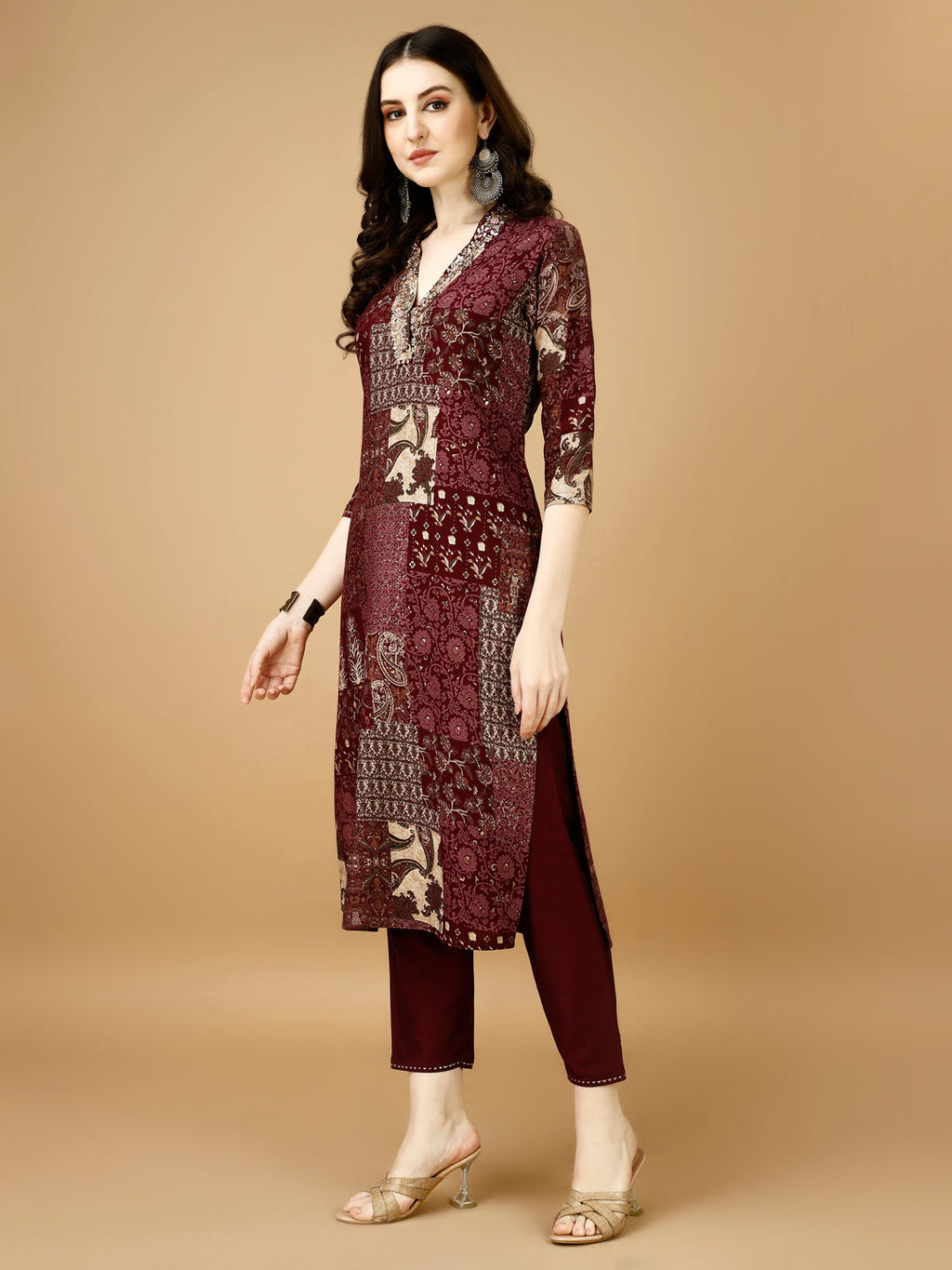 Hand Embroidered & Printed Kurta With Pant & Dupatta, Multicolor - Hiral Fashion - Distacart