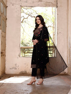 Embroidered Kurta With Pant & Organza Embroidered Dupatta Premium, Multicolor - Hiral Fashion - Distacart