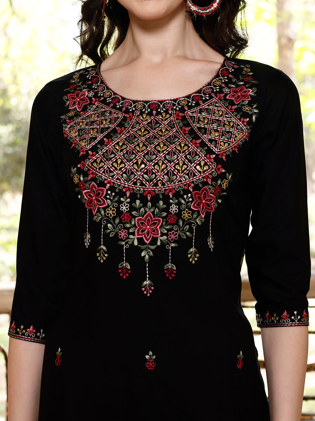 Embroidered Kurta With Pant & Organza Embroidered Dupatta Premium, Multicolor - Hiral Fashion - Distacart