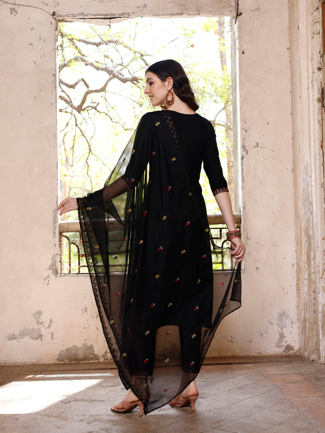 Embroidered Kurta With Pant & Organza Embroidered Dupatta Premium, Multicolor - Hiral Fashion - Distacart