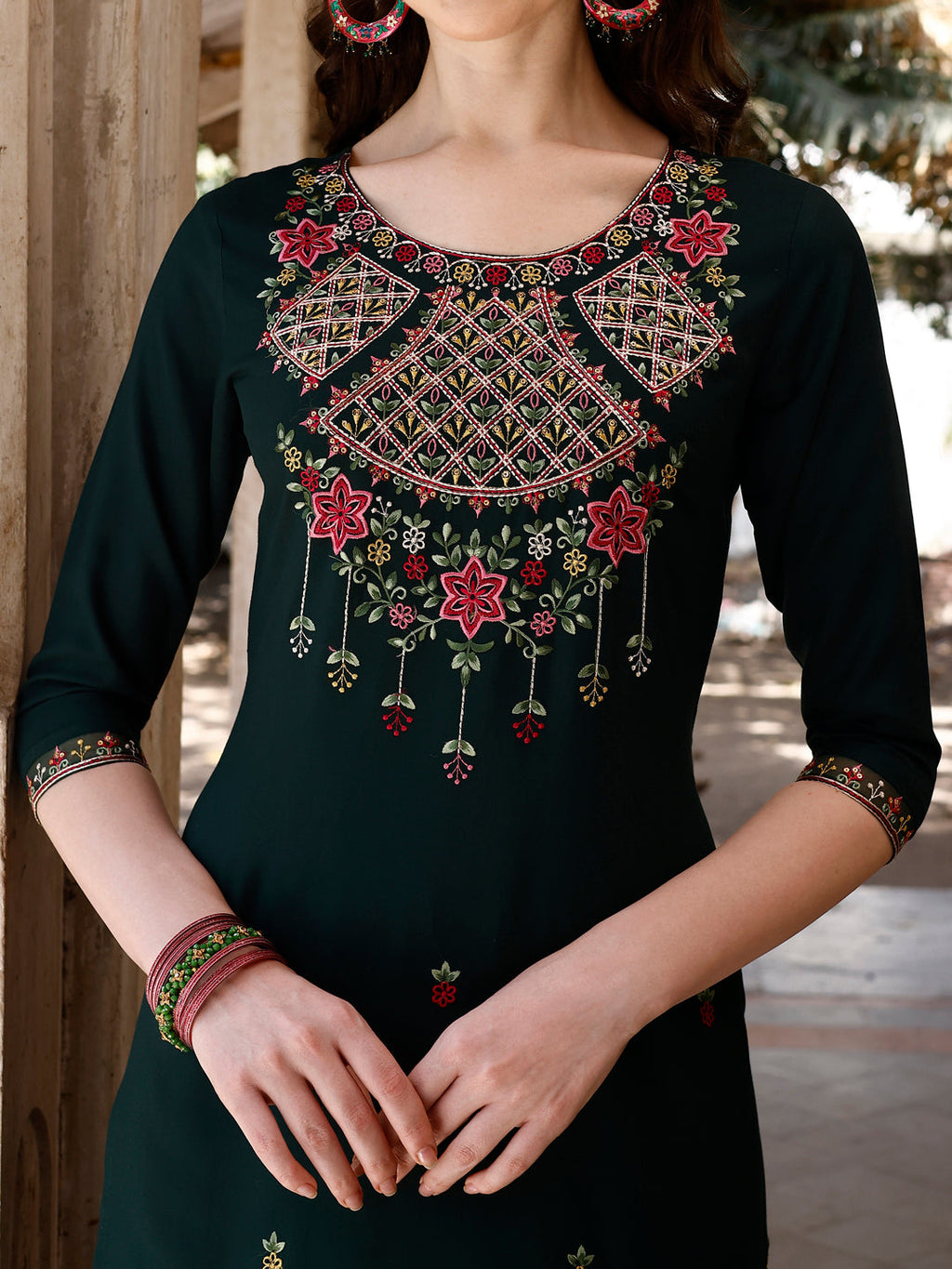 Embroidered Kurta With Pant & Organza Embroidered Dupatta Premium, Multicolor - Hiral Fashion - Distacart