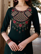 Embroidered Kurta With Pant & Organza Embroidered Dupatta Premium, Multicolor - Hiral Fashion - Distacart
