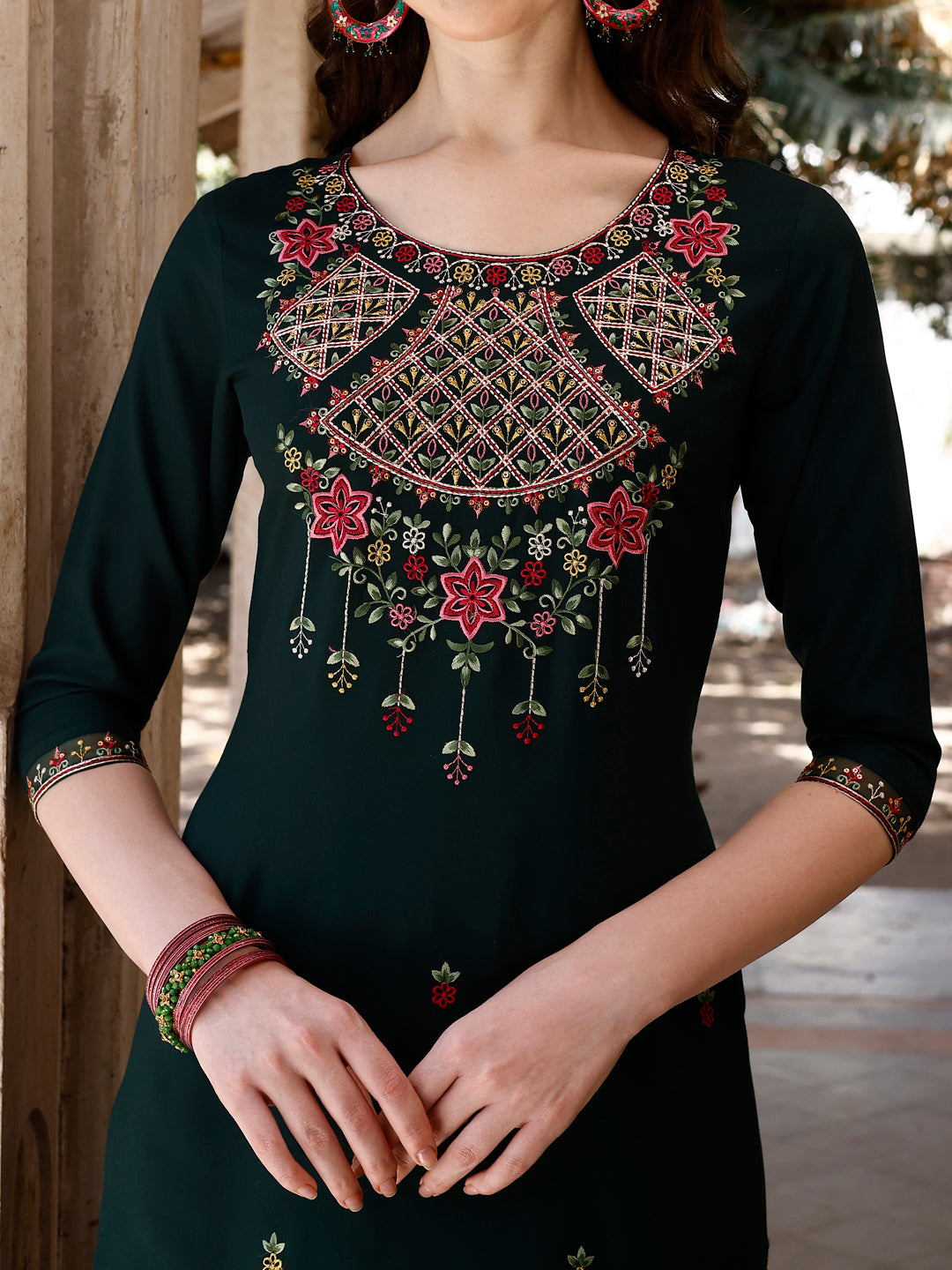 Embroidered Kurta With Pant & Organza Embroidered Dupatta Premium, Multicolor - Hiral Fashion - Distacart