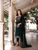 Embroidered Kurta With Pant & Organza Embroidered Dupatta Premium, Multicolor - Hiral Fashion - Distacart