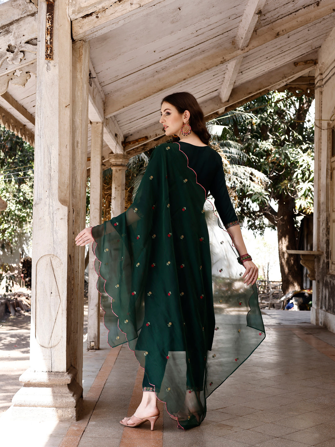 Embroidered Kurta With Pant & Organza Embroidered Dupatta Premium, Multicolor - Hiral Fashion - Distacart