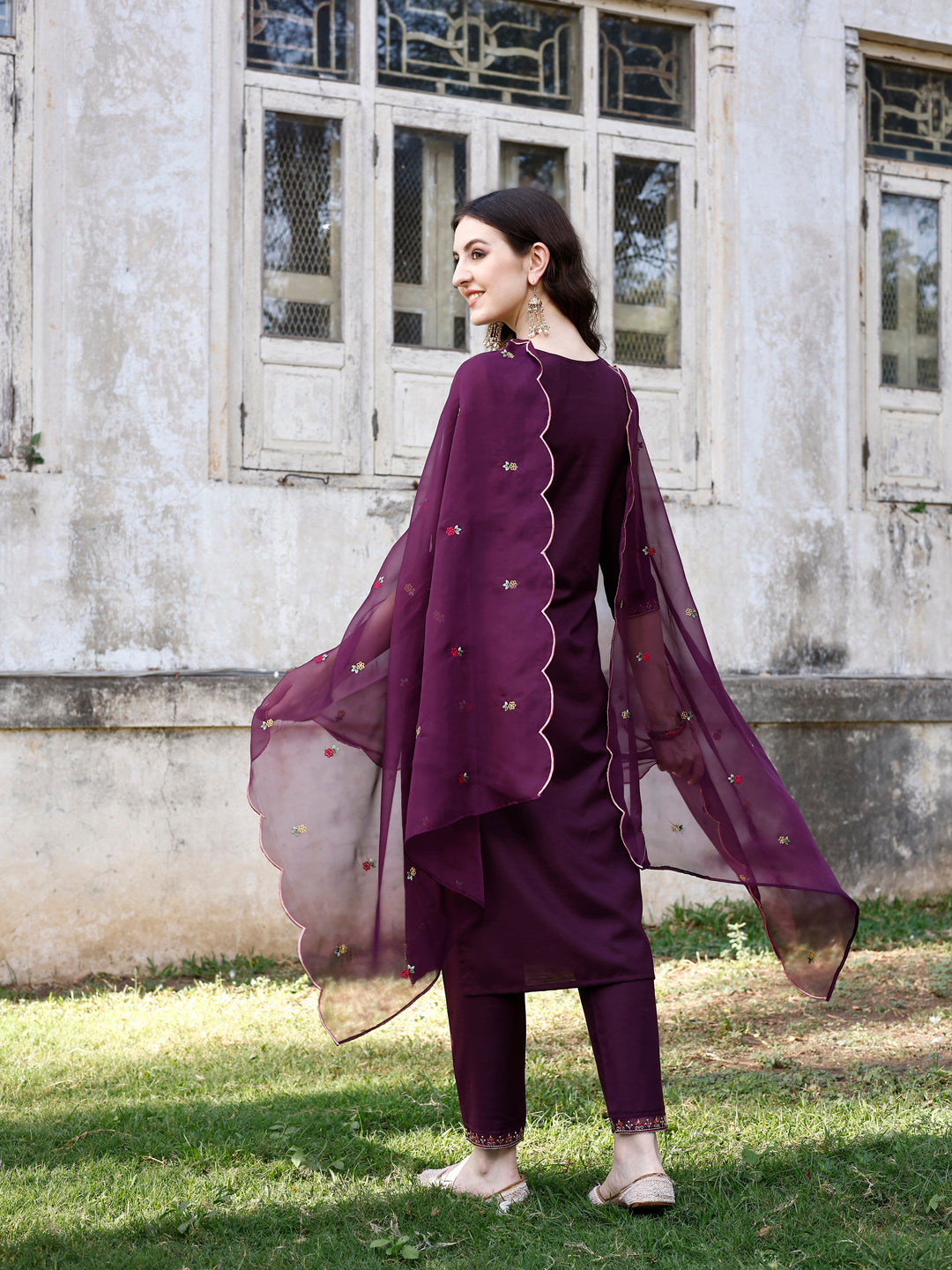 Embroidered Kurta With Pant & Organza Embroidered Dupatta Premium, Multicolor - Hiral Fashion - Distacart