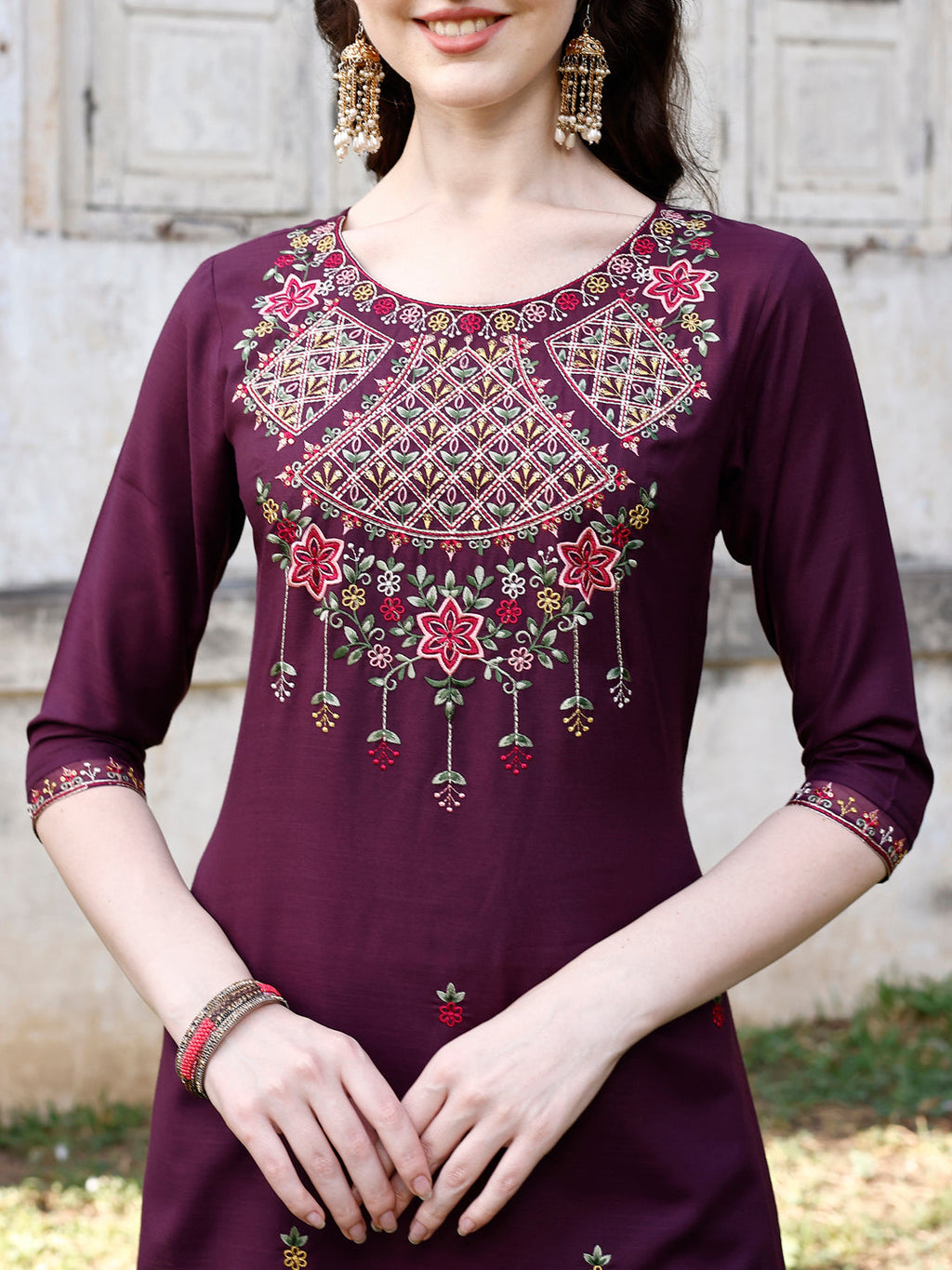 Embroidered Kurta With Pant & Organza Embroidered Dupatta Premium, Multicolor - Hiral Fashion - Distacart