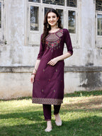 Embroidered Kurta With Pant & Organza Embroidered Dupatta Premium, Multicolor - Hiral Fashion - Distacart