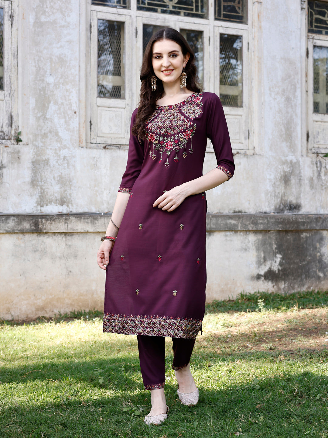 Embroidered Kurta With Pant & Organza Embroidered Dupatta Premium, Multicolor - Hiral Fashion - Distacart