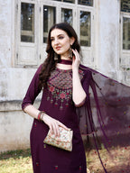 Embroidered Kurta With Pant & Organza Embroidered Dupatta Premium, Multicolor - Hiral Fashion - Distacart