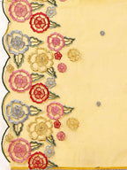Alia Cut Hand Embroidered & Floral Embroidered Kurta With Pant & Organza Embroidered Dupatta Luxury Premium, Mustard - Hiral Fashion - Distacart
