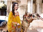 Alia Cut Hand Embroidered & Floral Embroidered Kurta With Pant & Organza Embroidered Dupatta Luxury Premium, Mustard - Hiral Fashion - Distacart